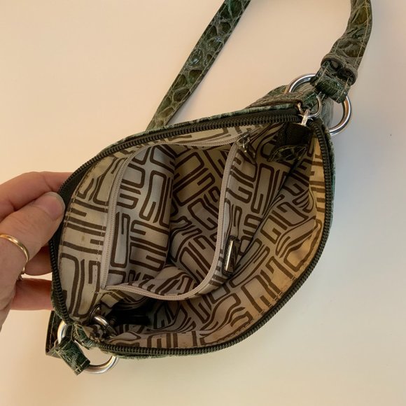 GUESS tribal mini purse. Snakeskin pattern, green with silver accents. - Picture 10 of 11